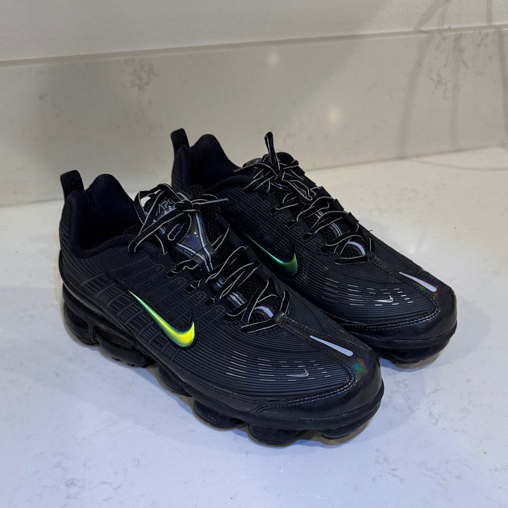 Nike Black Sneakers with Neon Green Swoosh